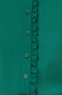 Yumi Green Frill High Neck Shirt