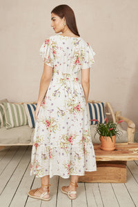 Yumi White Floral Broderie Anglaise Midi Dress
