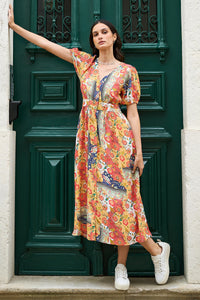 Yumi Floral Patchwork Midi Shirt Dress for Effortless Summer Style