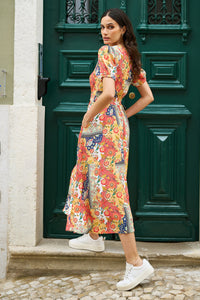 Yumi Floral Patchwork Midi Shirt Dress for Effortless Summer Style