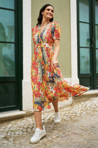 Yumi Floral Patchwork Midi Shirt Dress for Effortless Summer Style