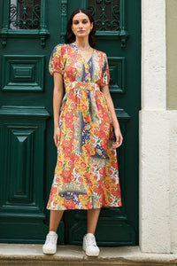 Yumi Floral Patchwork Midi Shirt Dress for Effortless Summer Style