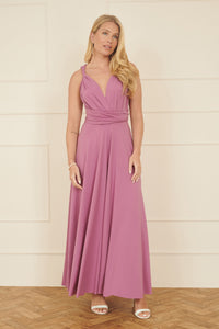 Yumi Pink Multiway Jersey Midi Dress for Versatile Styling