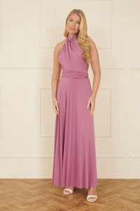Yumi Pink Multiway Jersey Midi Dress for Versatile Styling