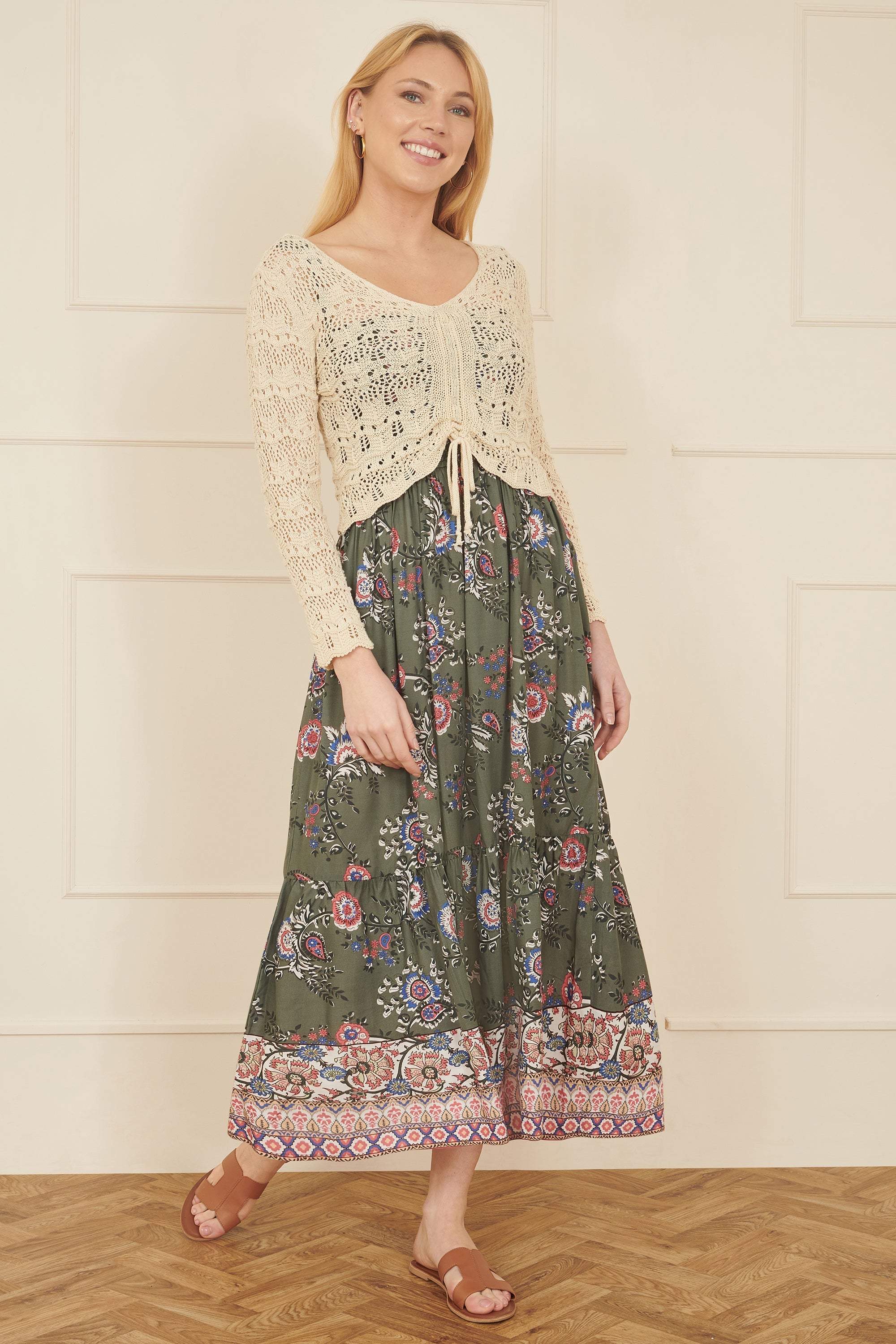 Yumi Ivory Crochet Top With Front Ruching