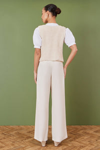 Yumi Beige Knitted Tie Detail Knitted  Waistcoat