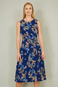 Yumi Navy Floral Skater Dress for Spring Events