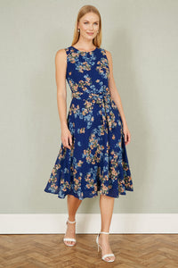 Yumi Navy Floral Skater Dress for Spring Events