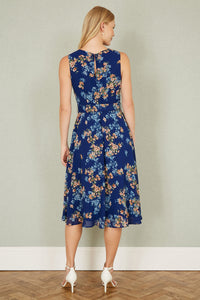 Yumi Navy Floral Skater Dress for Spring Events