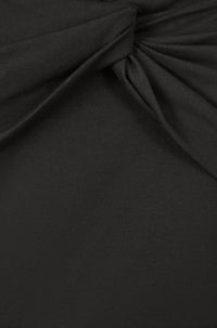 Yumi Black Jersey Cotton Bardot Top With Knot Detail