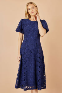 Yumi Navy Lace Midi Skater Dress: Perfect for Weddings and Special Occasions