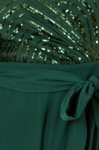 Yumi Green Sequin Wrap Over Jumpsuit