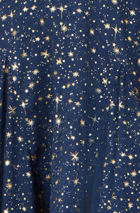 Yumi Navy Star Print Foil Long Sleeve Dress
