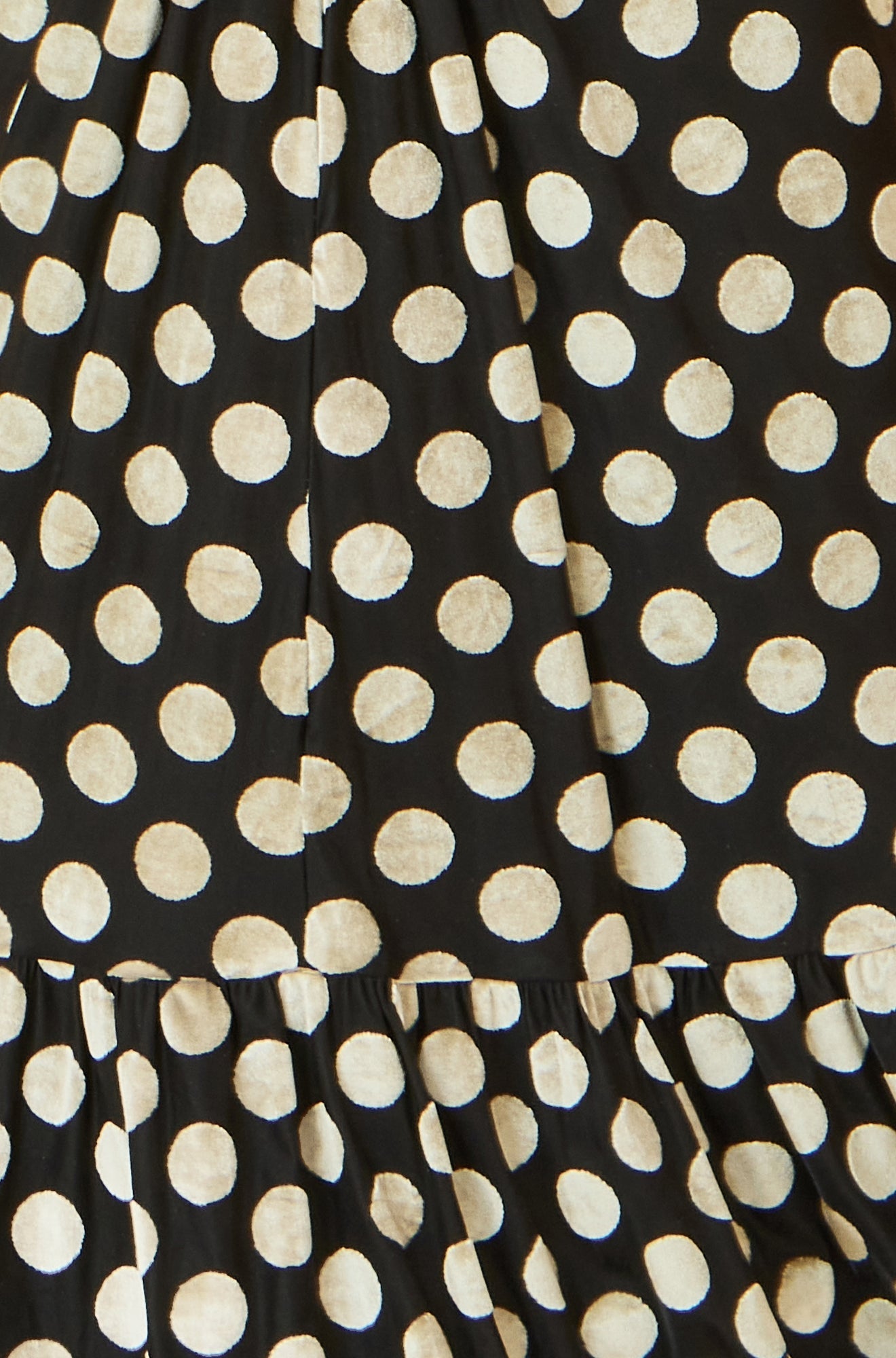 Yumi Black Velvet Spot Print Twist Knot Waist Midi Dress