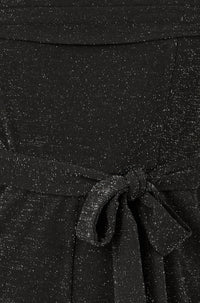 Yumi Black Sparkle Stretch Bardot Jumpsuit