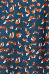 Yumi Navy Fox Long Sleeve Layered Tunic Dress with Pockets