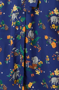 Yumi Recycled Navy Raccoon Print Shirt Midi Dress