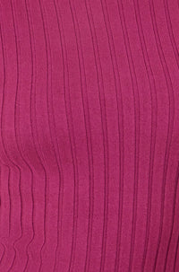Yumi Plum Ribbed Knit Roll Neck Jumper