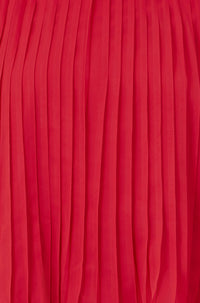 Yumi Red Pleated Long Sleeve Top With High Neck