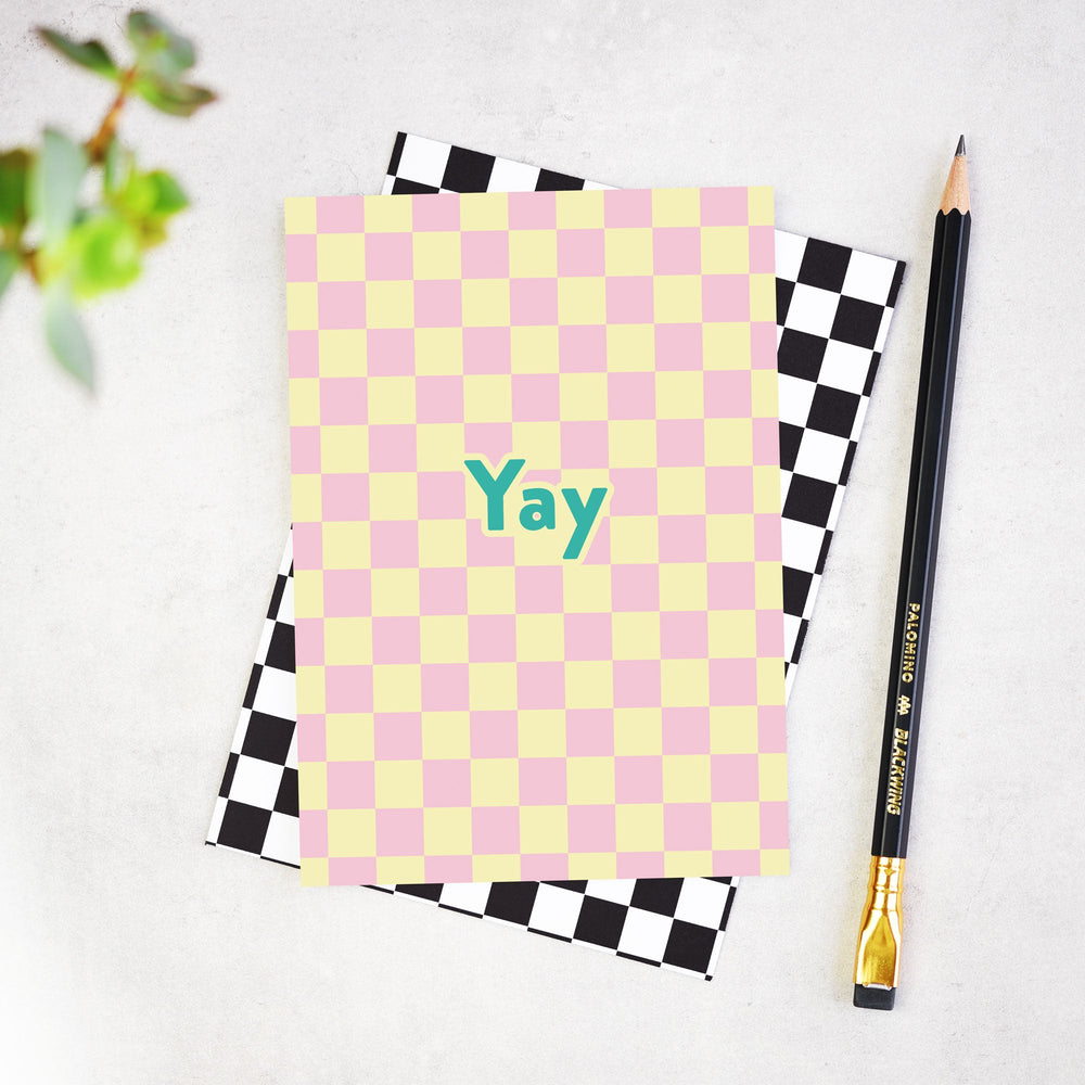 Yay Checkerboard Birthday Card – Stylish Celebrations for Every Occasion