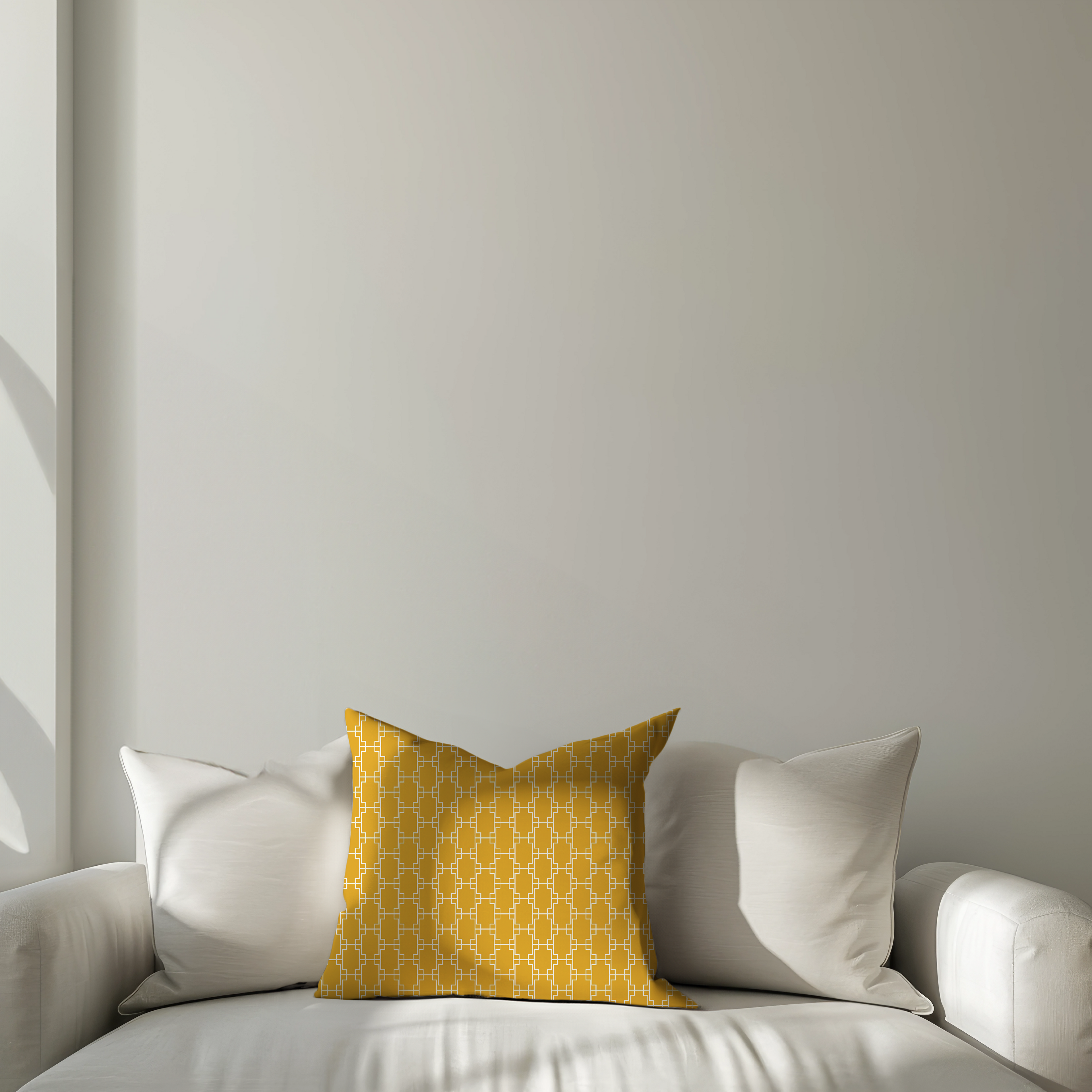 Retro Yellow Geometric Cushion Cover – Mid-Century Modern Throw Pillow
