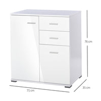 Modern High Gloss Sideboard Storage Cabinet Table Chest of Drawers for Bedroom Living Room Storage Furniture
