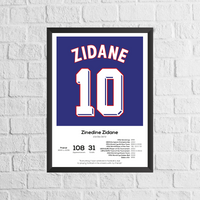 Zinedine Zidane France Legend Stats Print