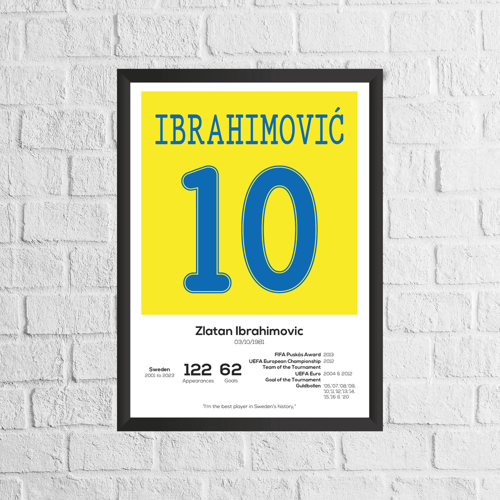Zlatan Ibrahimovic Sweden Legend Stats Print