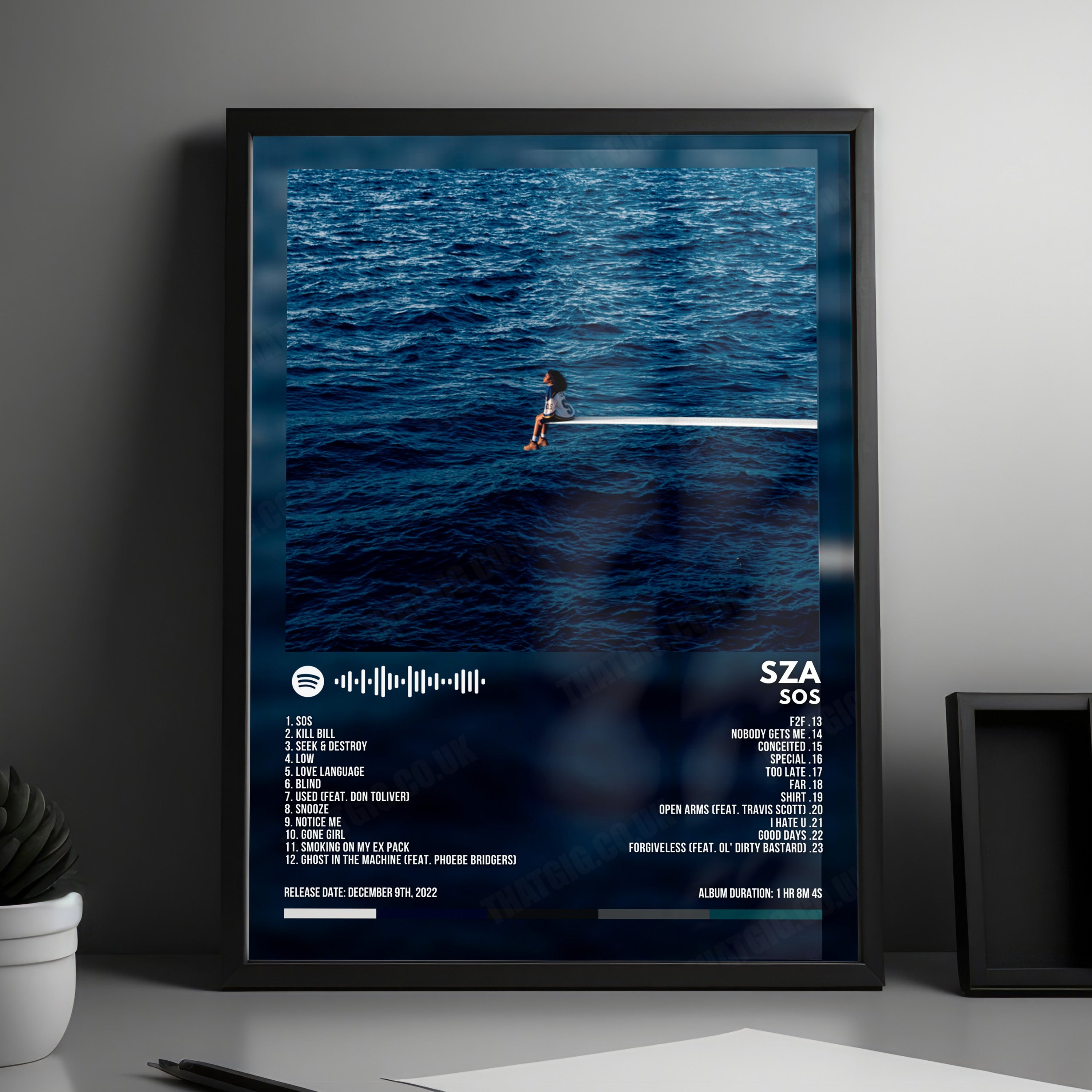 Sza "SOS" Album Cover Poster - with Complete Tracklist