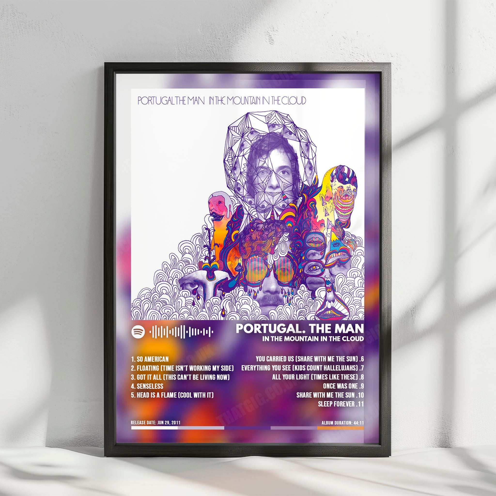 Portugal. The Man "In the Mountain in the Cloud" Album Cover Poster - with Complete Tracklist