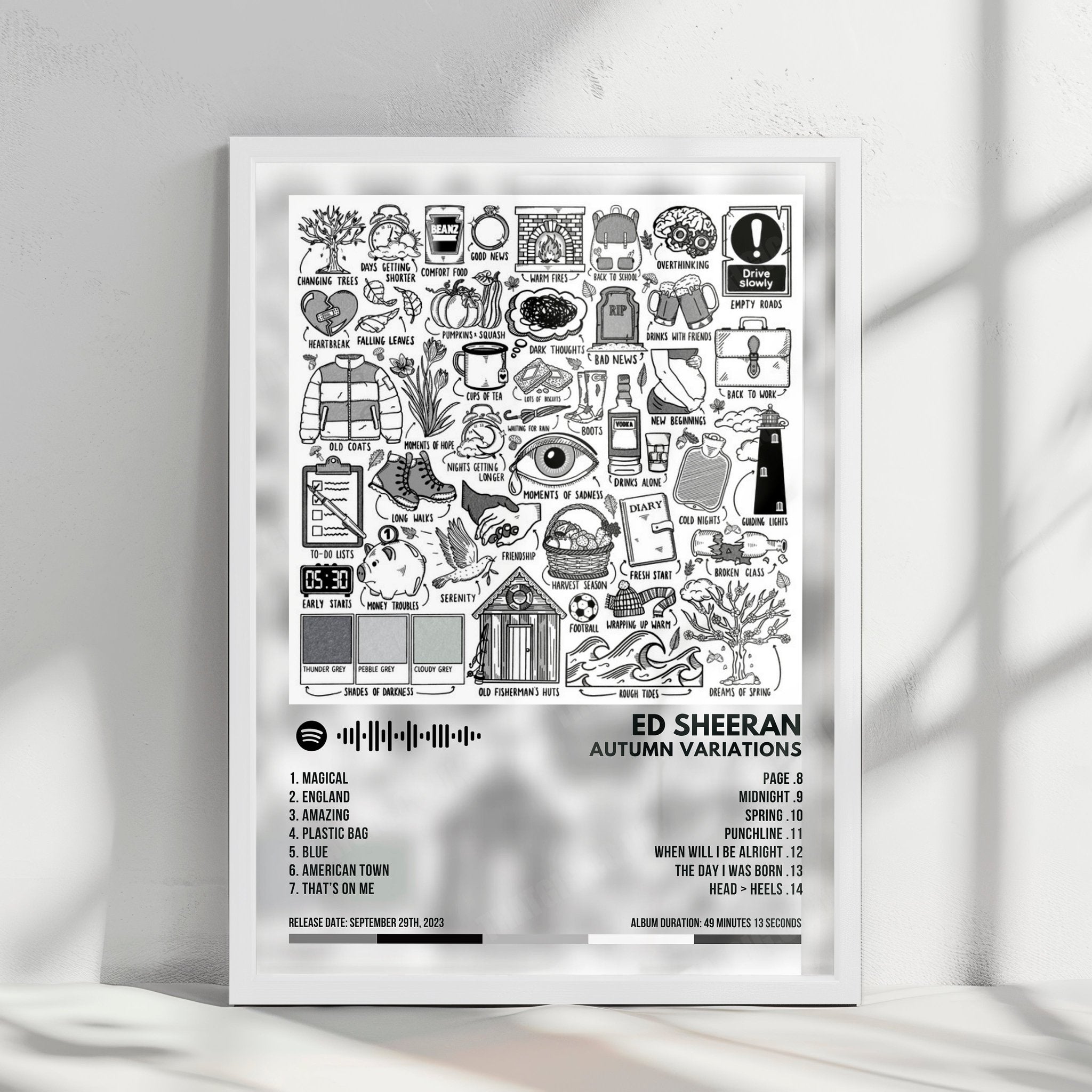 Ed Sheeran "Autumn Variations" Album Cover Poster - with Complete Tracklist