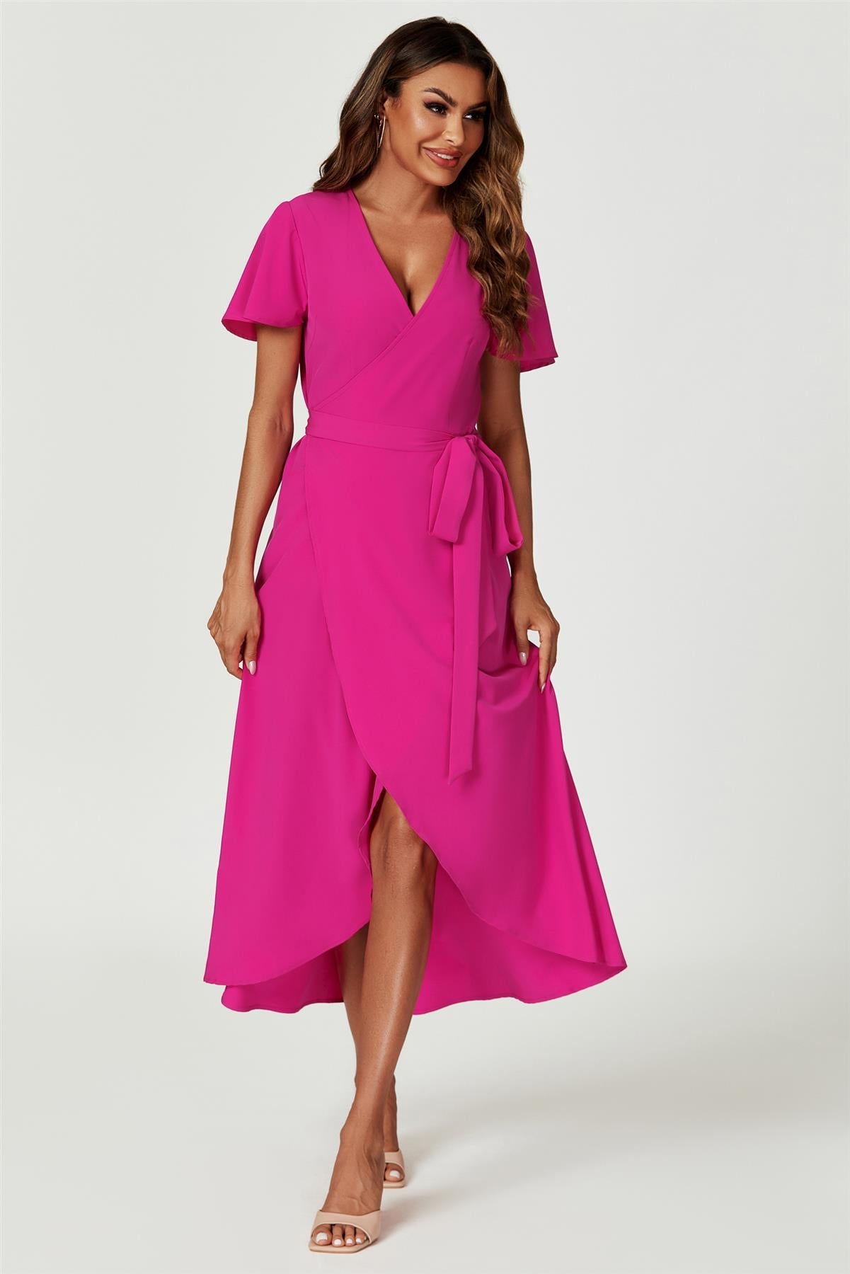 Wrap Dress In Magenta