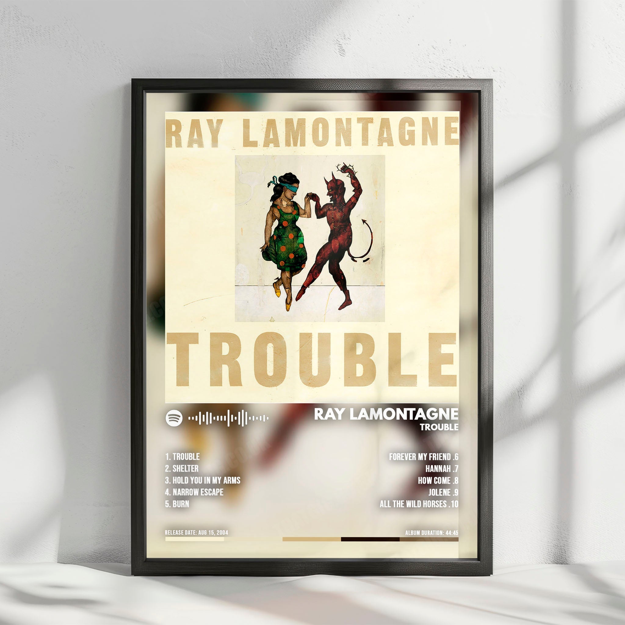 Ray LaMontagne "Trouble" Album Cover Poster - with Complete Tracklist