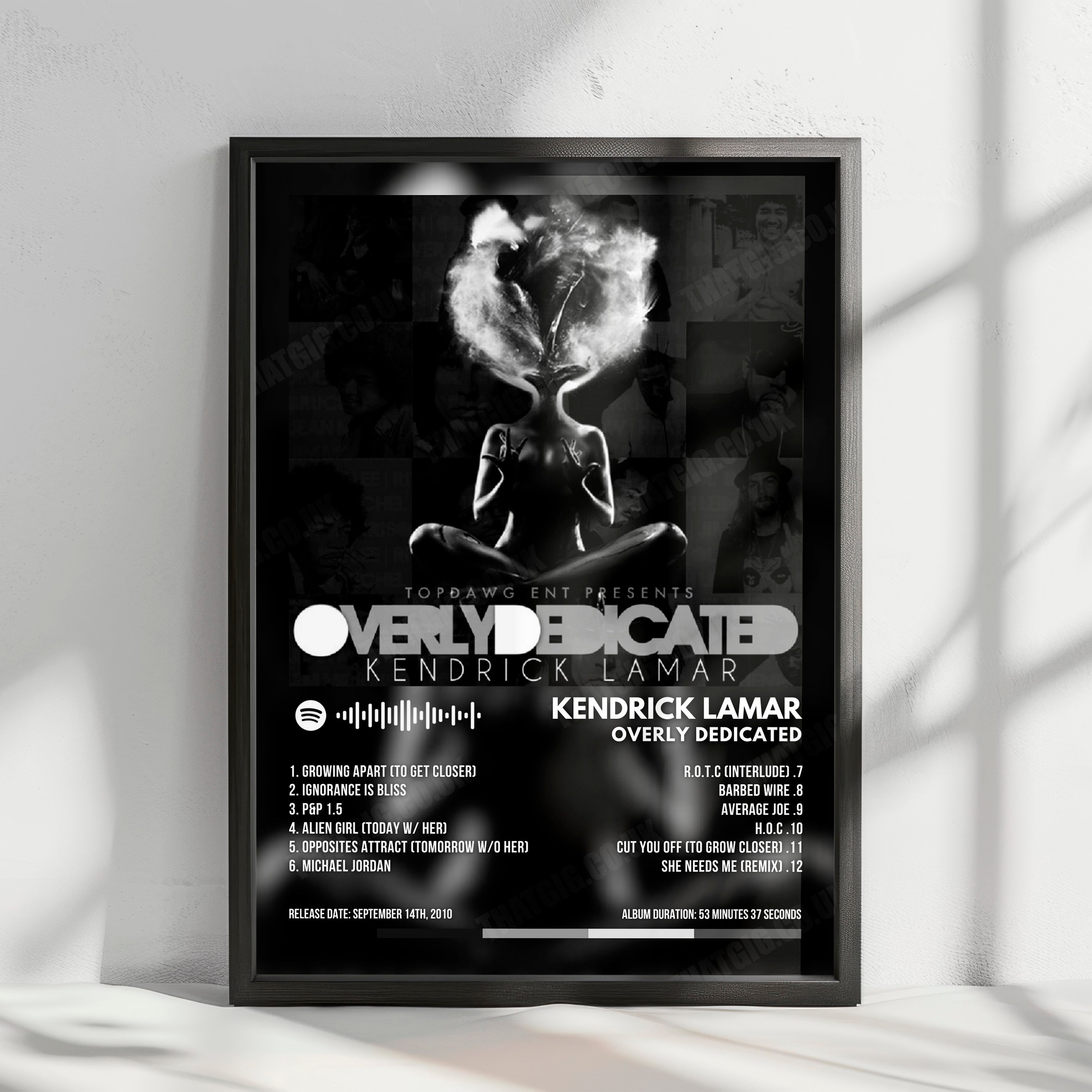Kendrick Lamar "Overly Dedicated" Album Cover Poster - with Complete Tracklist