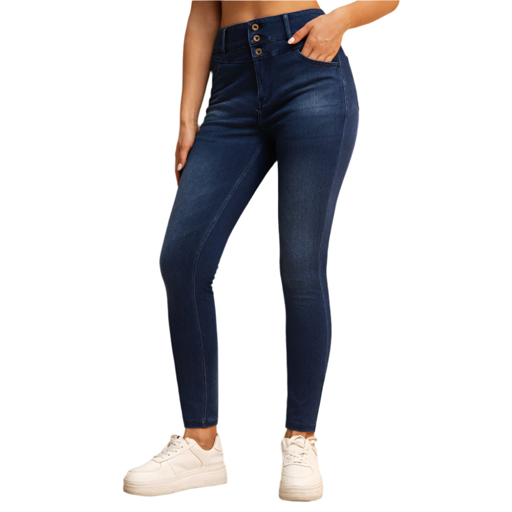 Shascullfites Melody High-Waisted Skinny Jeans for Women – Dark Blue Stretch Denim with Zipper Pockets & Butt-Lifting Fit