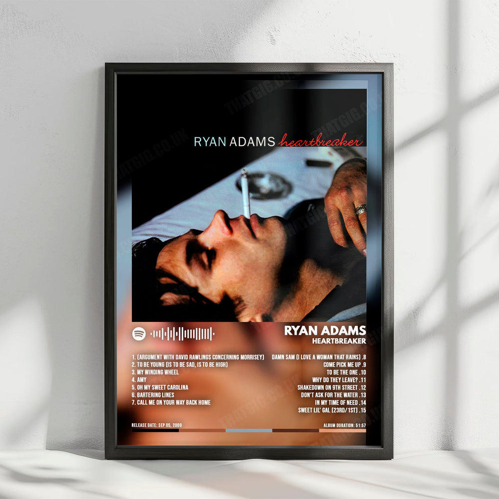 Ryan Adams "Heartbreaker" Album Cover Poster - with Complete Tracklist
