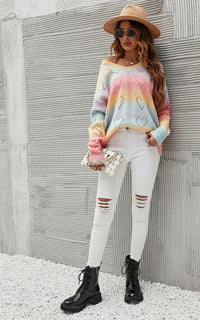 Heart Jumper Top In Pink Blue Yellow Rainbow