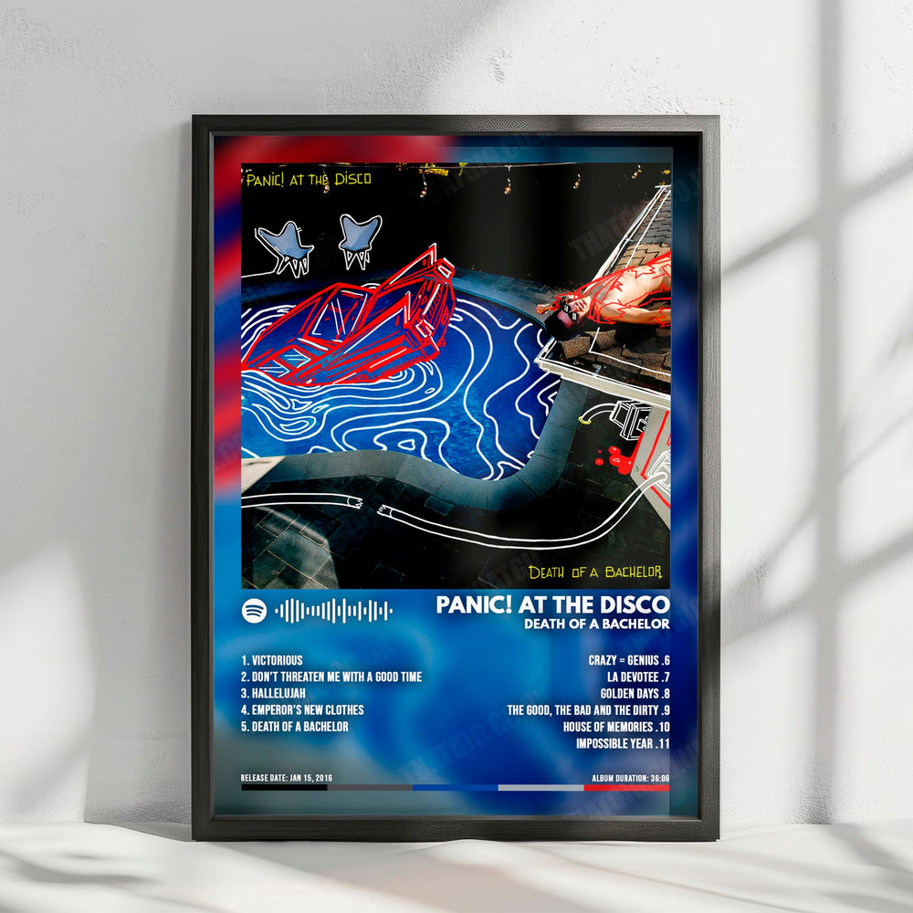 Panic! At The Disco "Death of a Bachelor  " Album Cover Poster - with Complete Tracklist