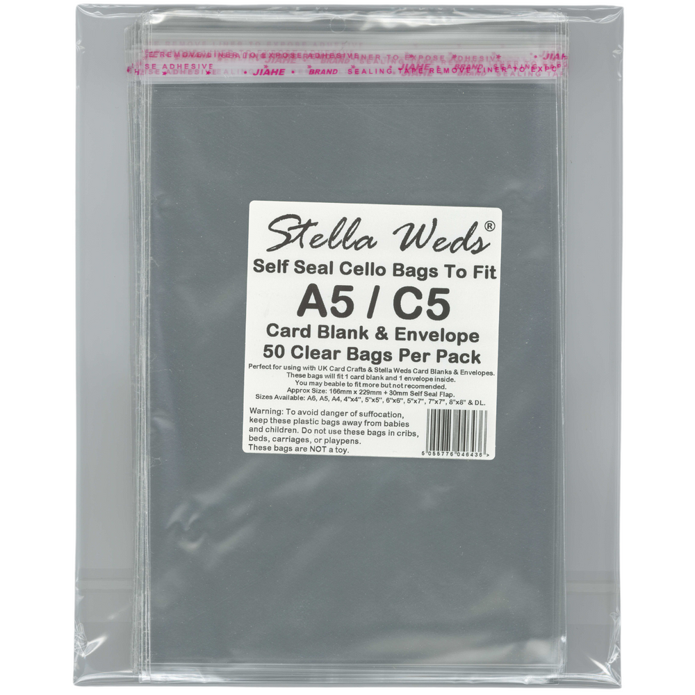 1000 x Clear Self Seal Bags To Fit A5/C5 Card Blank & Envelope