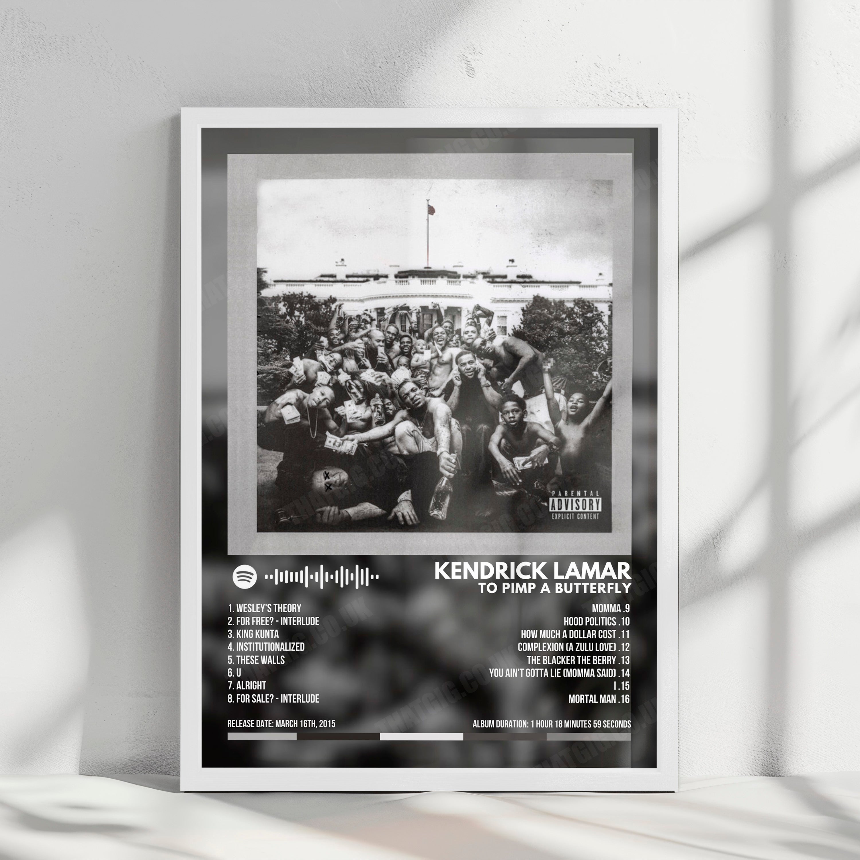 Kendrick Lamar "To Pimp A Butterfly" Album Cover Poster - with Complete Tracklist
