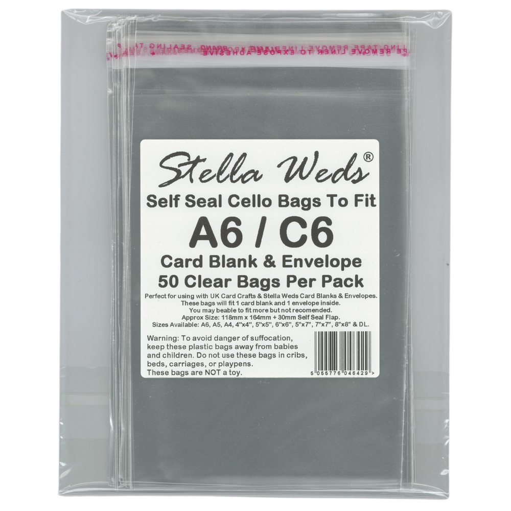 1000 x Clear Self Seal Bags To Fit A6/C6 Card Blank & Envelope