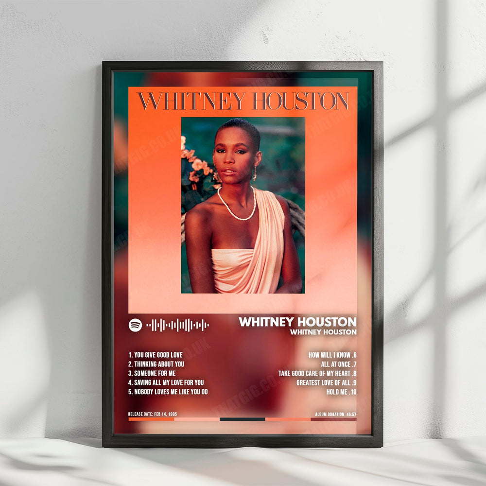 Whitney Houston "Whitney Houston  " Album Cover Poster - with Complete Tracklist