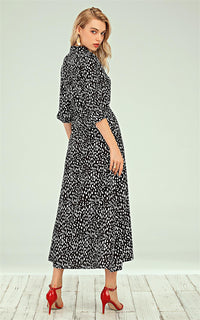 Shirt Dress In Royal Black & White Spot Print
