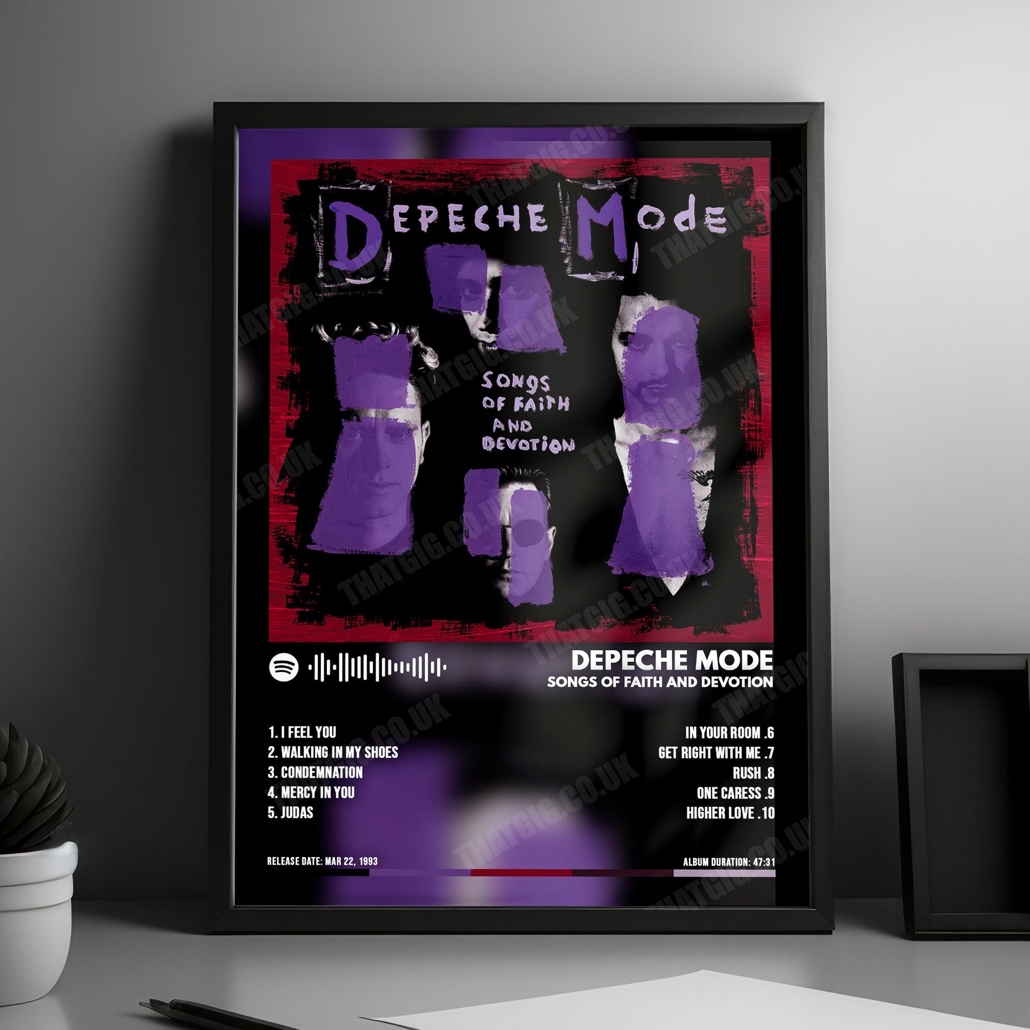 Depeche Mode "Songs of Faith and Devotion" Album Cover Poster - with Complete Tracklist