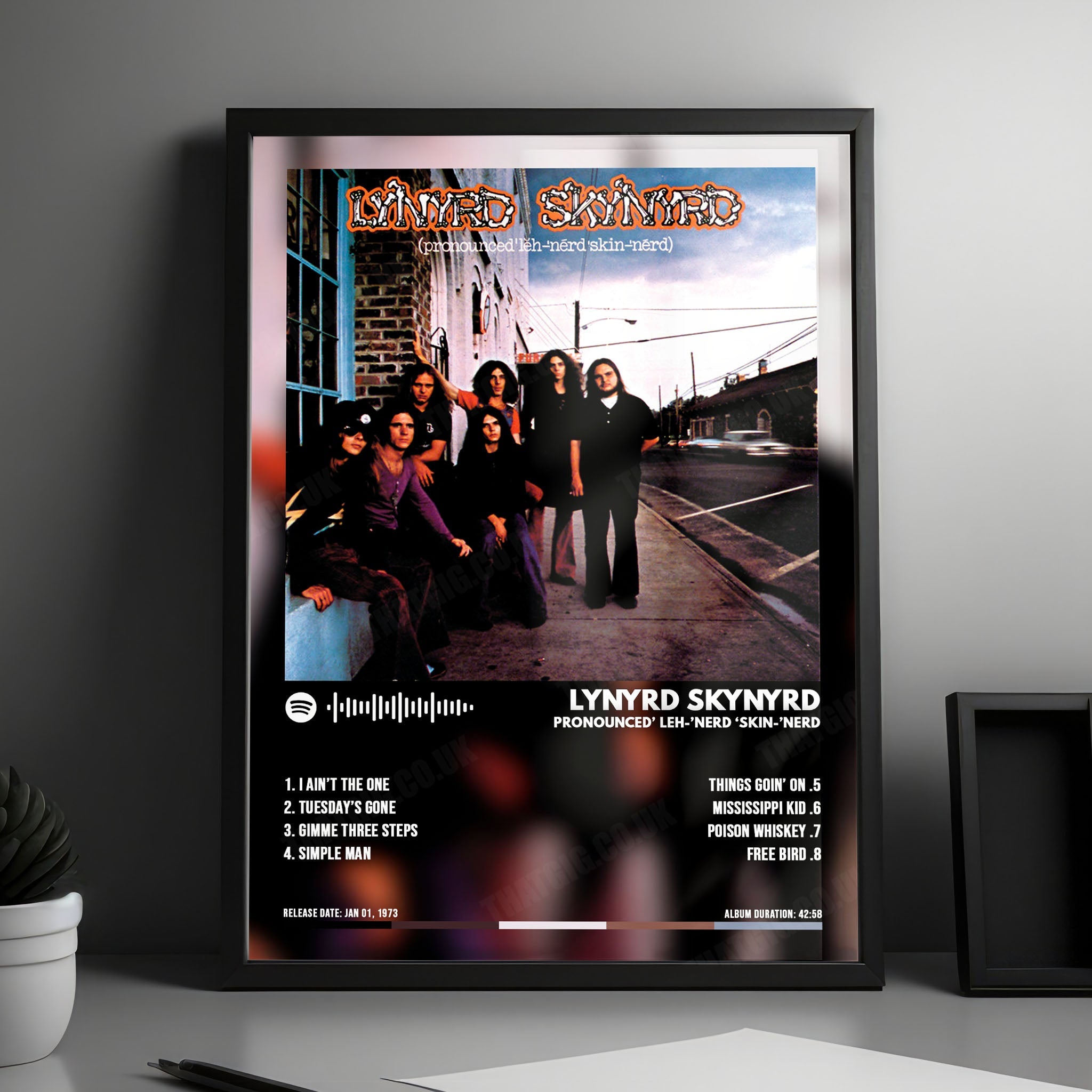 Lynyrd Skynyrd "Pronounced 'Leh-'nérd 'Skin-'nérd  " Album Cover Poster - with Complete Tracklist