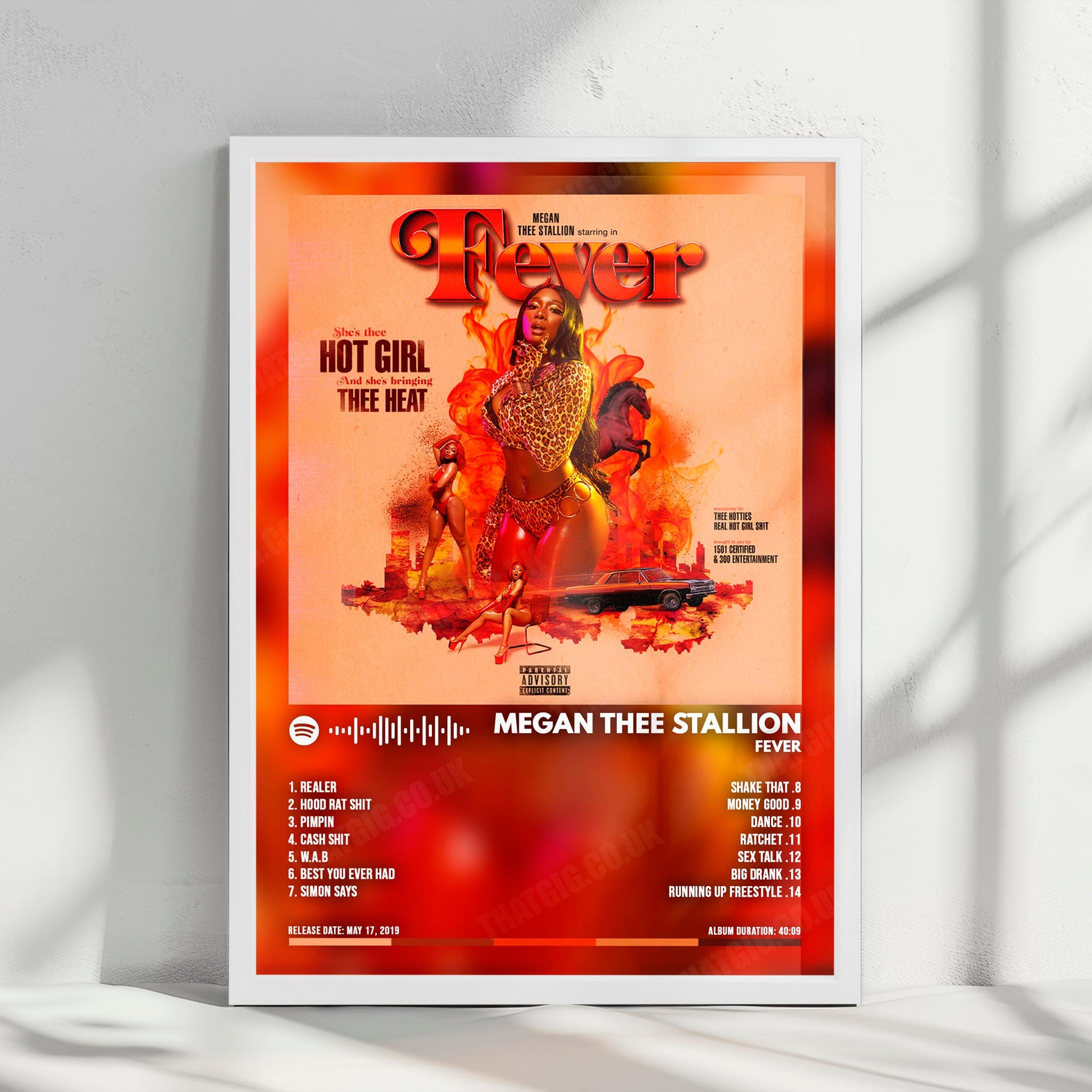 Megan Thee Stallion "Fever" Album Cover Poster - with Complete Tracklist