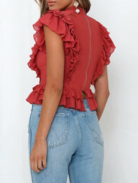 Crochet Sleeveless Blouse In Red