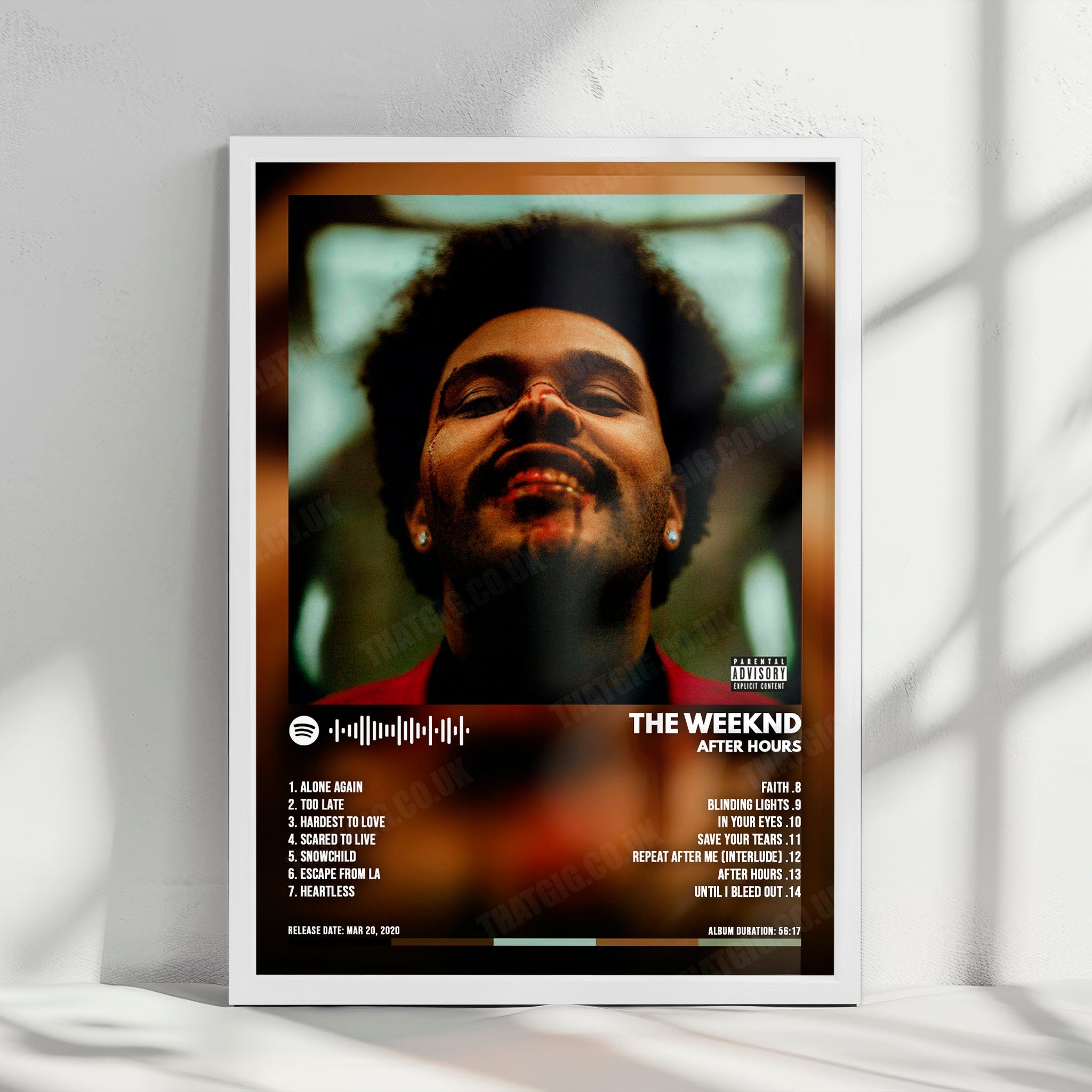 The Weeknd "After Hours" Album Cover Poster - with Complete Tracklist