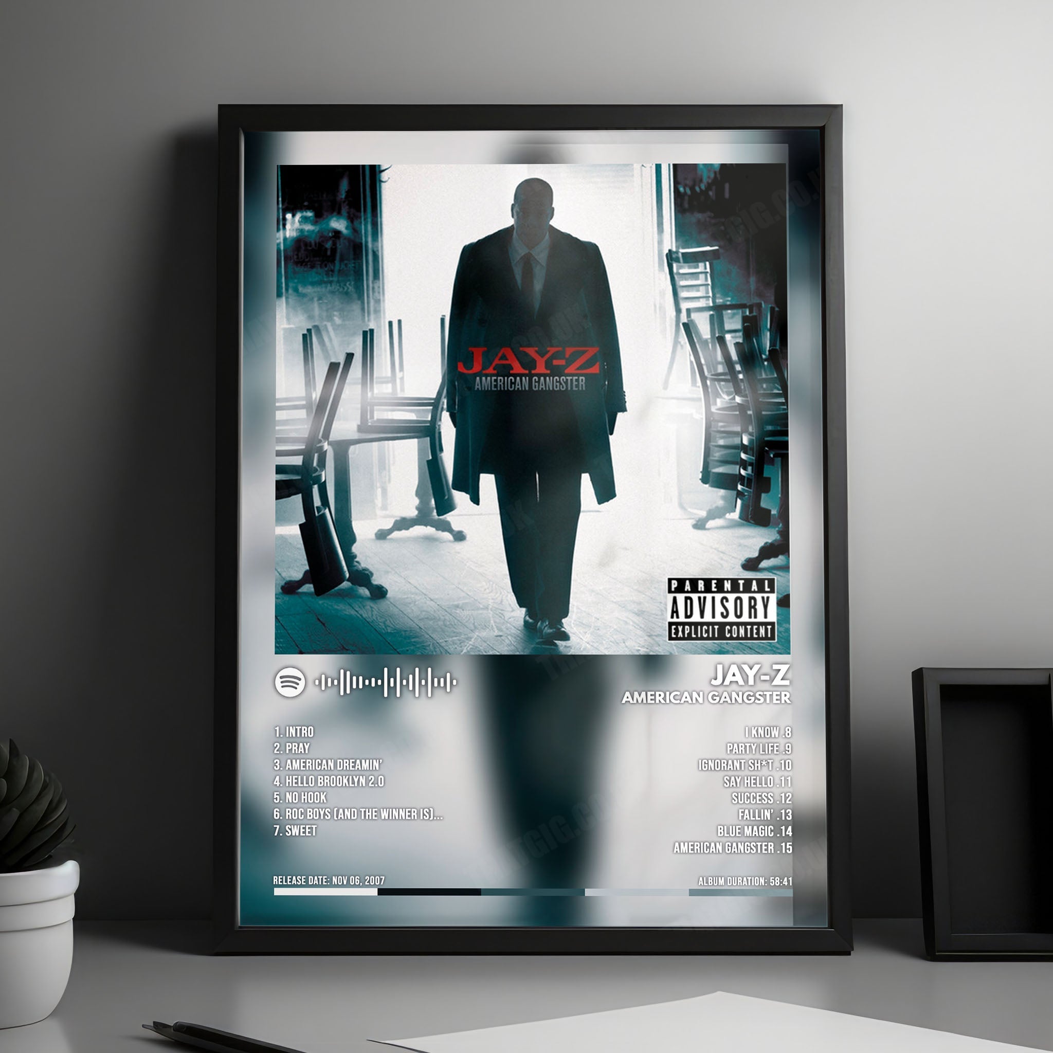 Jay-Z "American Gangster" Album Cover Poster - with Complete Tracklist