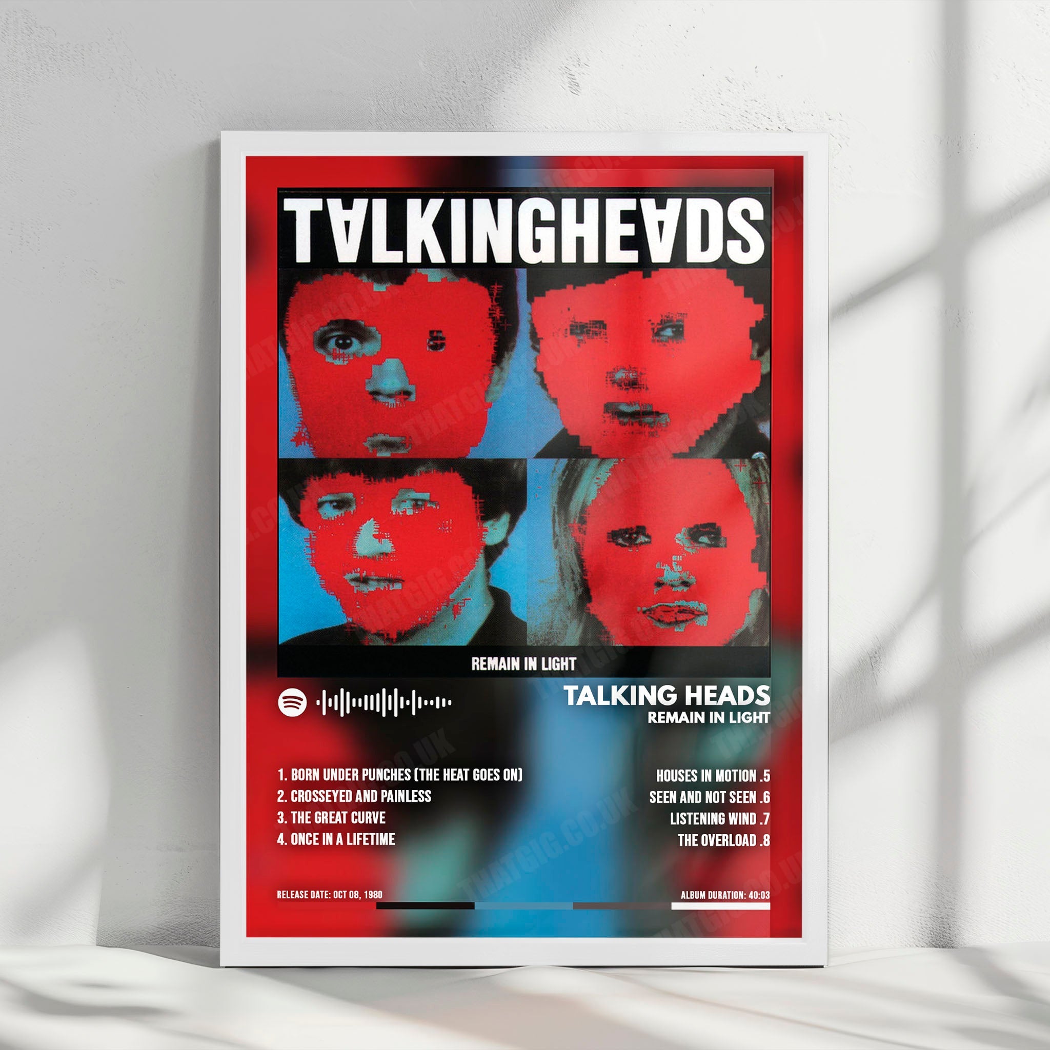 Talking Heads "Remain in Light  " Album Cover Poster - with Complete Tracklist